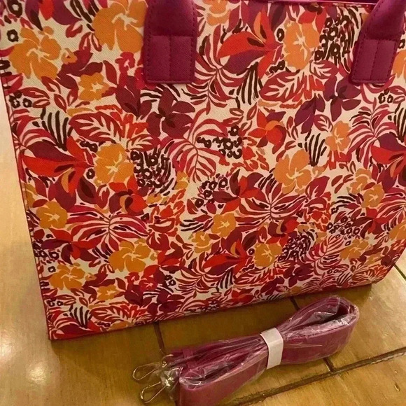 Trina Turk Women's Tote Adjustable Strap Faux Leather Spring Majorelle Garden - Picture 4 of 14